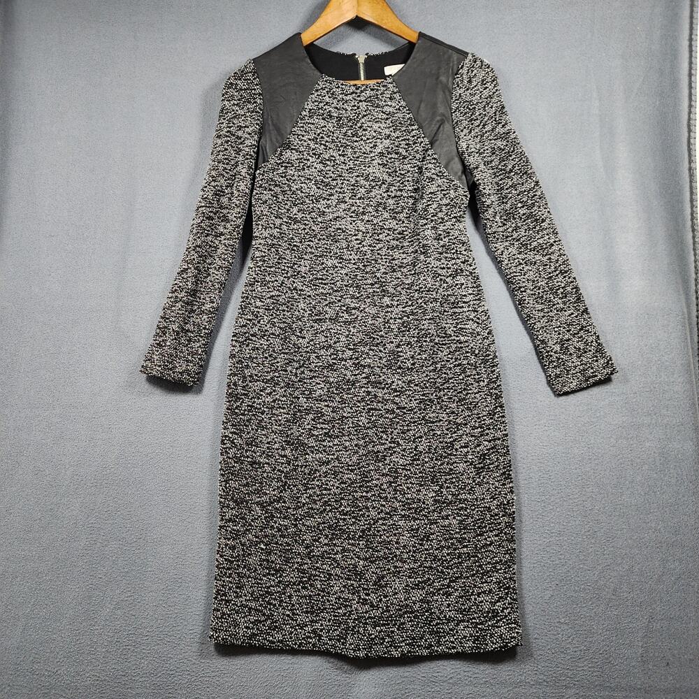 Cache Womens Dress Size 6 Black Faux Leather Stretch Classic Retro Edgy Vtg 90s